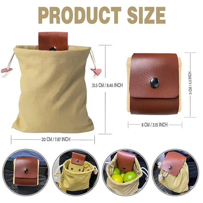 Sacoche de camping robuste pour hommes en cuir végétal, sac de randonnée pour outils de bushcraft et récolte de fruits et légumes