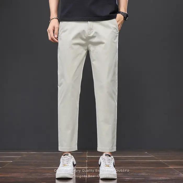 Pantalon décontracté d'été pour homme en coton (98 %) longueur cheville