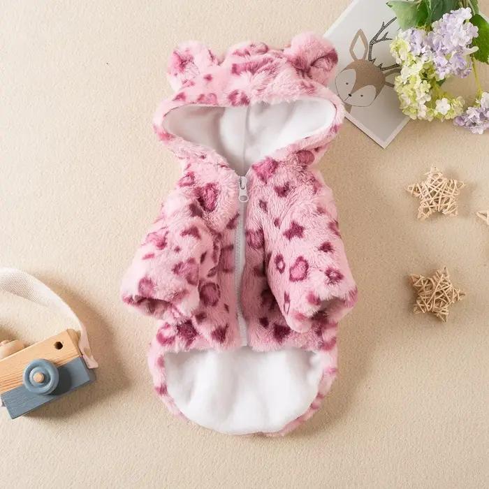 Mode imprimé léopard chien vêtements chaud polaire épaissi chien manteau veste Teddy animal de compa