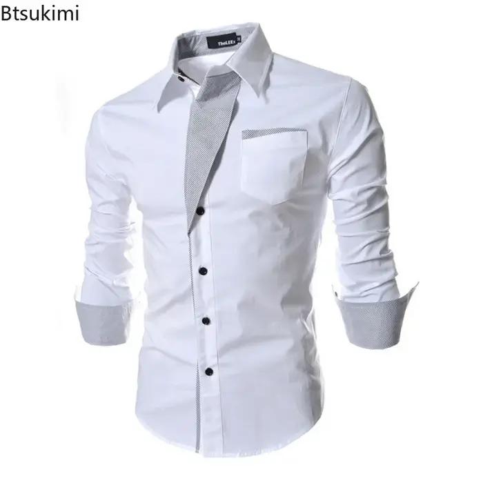 Nouvelle Chemise Personnalisée 2026 pour Hommes – Tendance Mode Patchwork – Chemises Habillées Confortables et Ajustées
