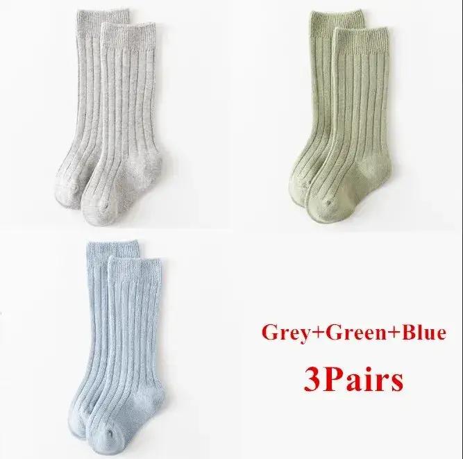 3 paires/lot bébé genou chaussettes hautes enfants filles garçons doux coton longue chaussette mignon espagnol rayure