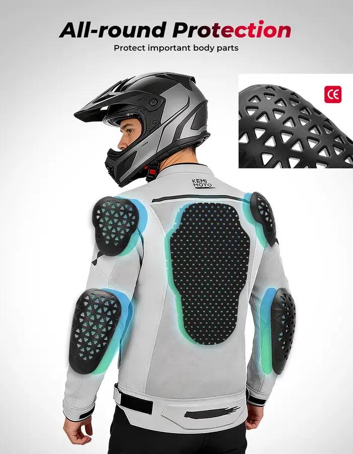Veste de moto homme pour riding avec protections CE integrees conception respirante ete doublure souple confortable tenue de cyclisme biker equipement protecteur leger pour utilisation outdoor
