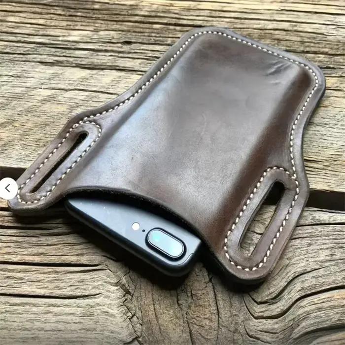 Sac banane cuir chasse rétro homme, étui téléphone ceinture outdoor camping sport travail