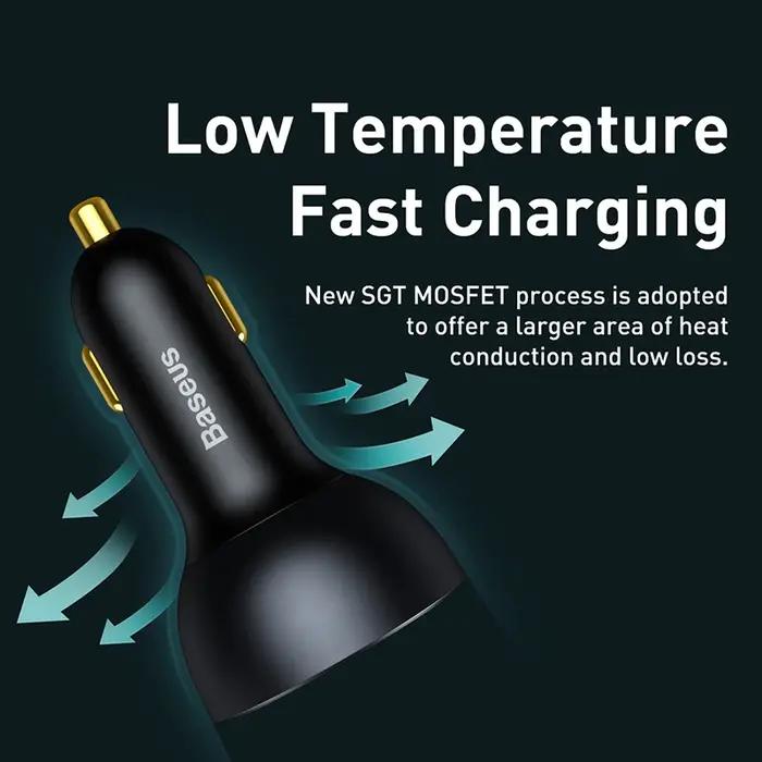 Baseus 160W chargeur de voiture QC 5.0 Charge rapide avec USB double Type C pour IPhone 15 14 13 12