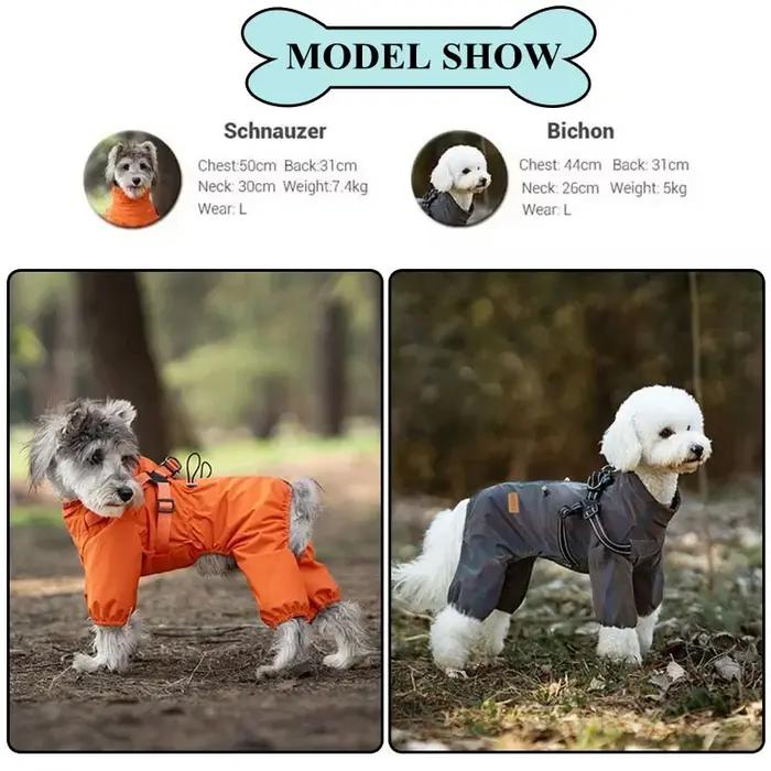 Imperméable pour chien avec harnais – Veste réfléchissante