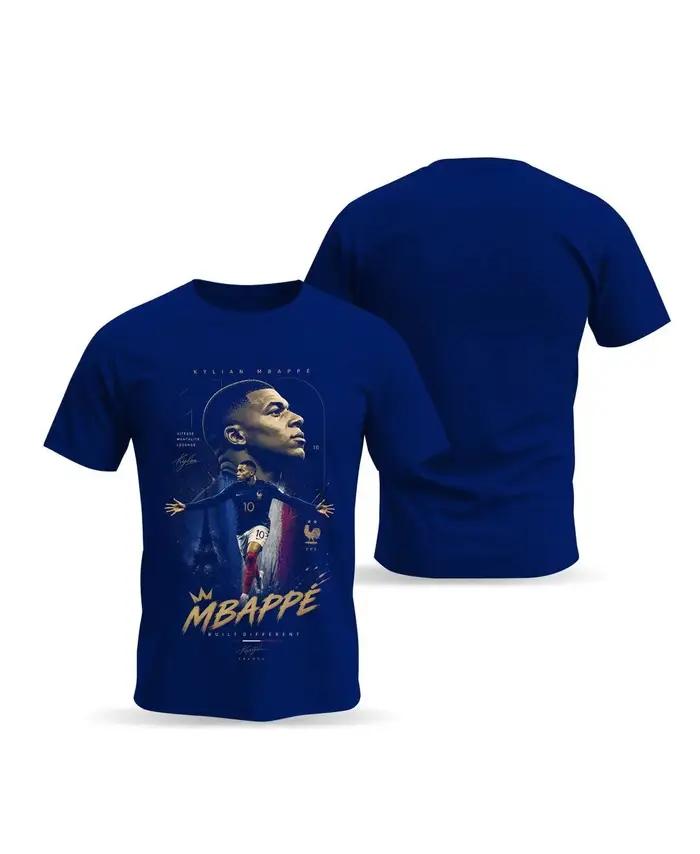 T-shirt imprimé graffiti portrait de Kylian Mbappé, superstar du football 2026, coupe vintage, équip