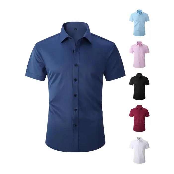 Chemise d'été décontractée pour homme en coton à manches courtes