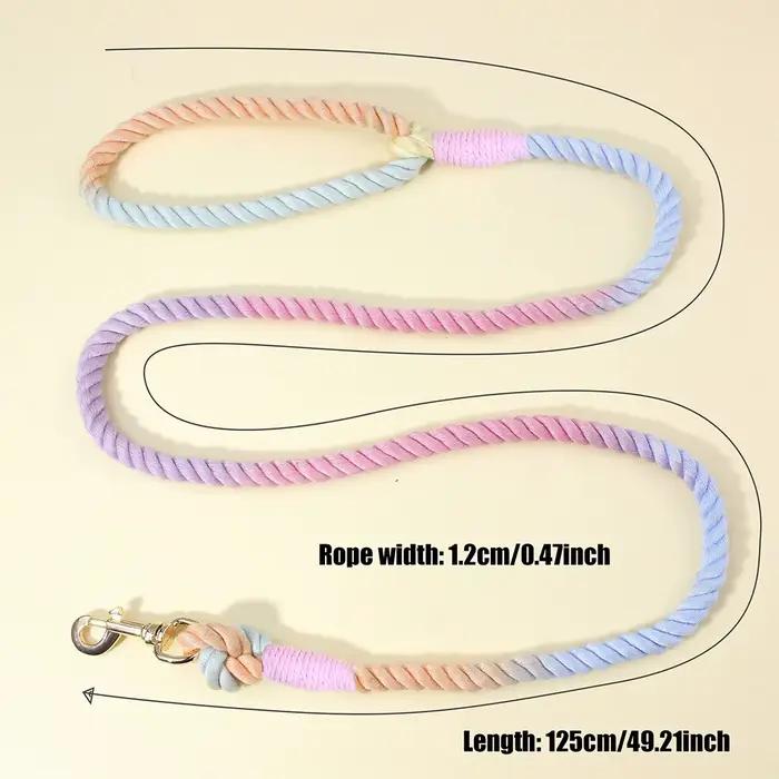 Laisse pour animaux de compagnie en corde de coton tressée à la main, couleur macaron, pour promenades en extérieur, pour petits chiens, chiots et chats, douce et durable