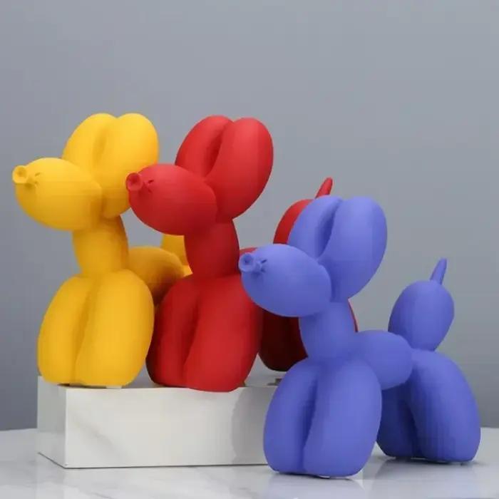 Sculpture de chien ballon en résine nordique de 20 cm, figurines d'animaux, décoration moderne de luxe pour salon, bureau, maison, ornements, statues de chien