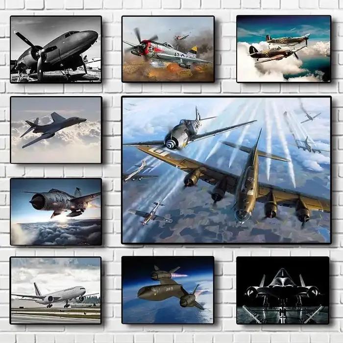 Affiche murale sur toile d'avion de chasse militaire de l'armée de l'air – Poster