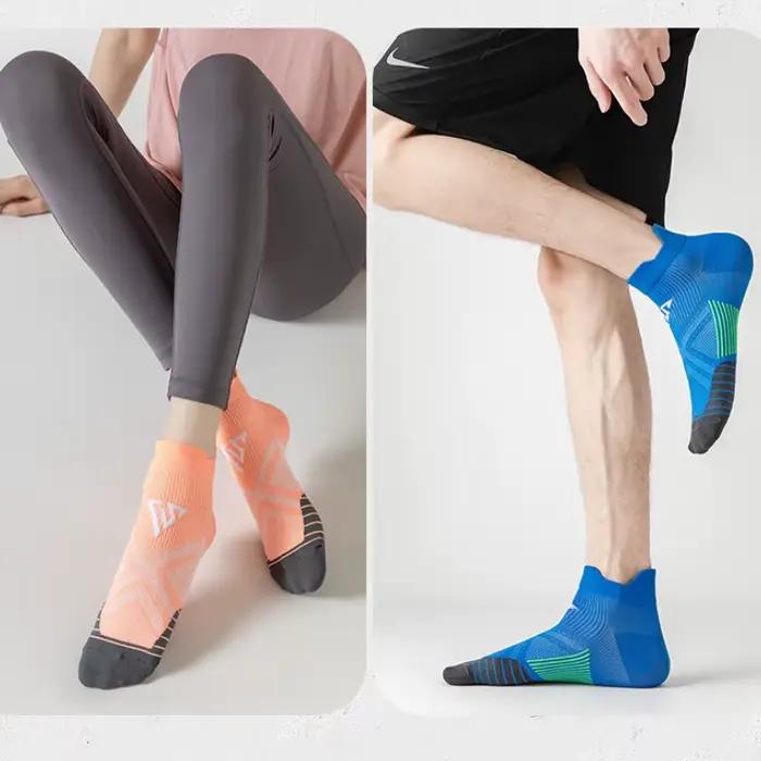 Chaussettes de sport pour hommes et femmes, respirantes, de compression, pour la course à pied, le fitness, le marathon professionnel, à séchage rapide, élastiques