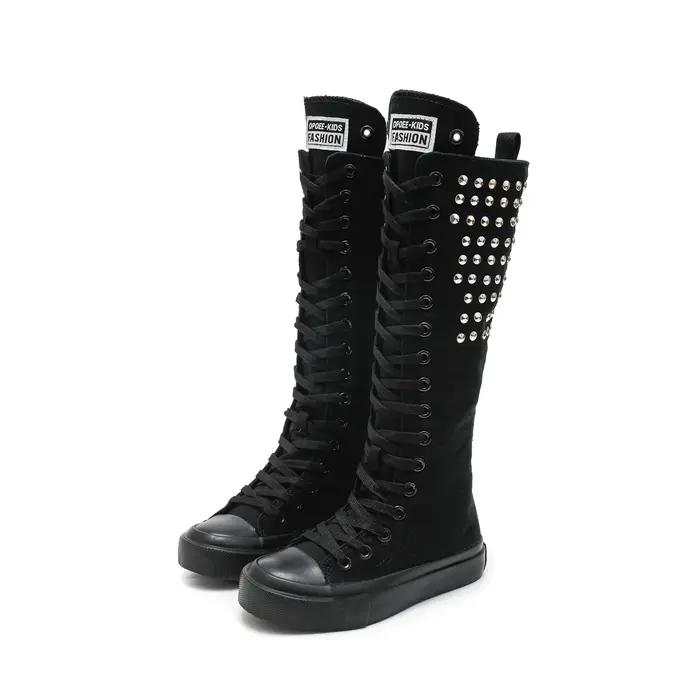 Chaussures en toile pour enfants à semelle souple et respirante, bottes à carreaux pour garçons et f