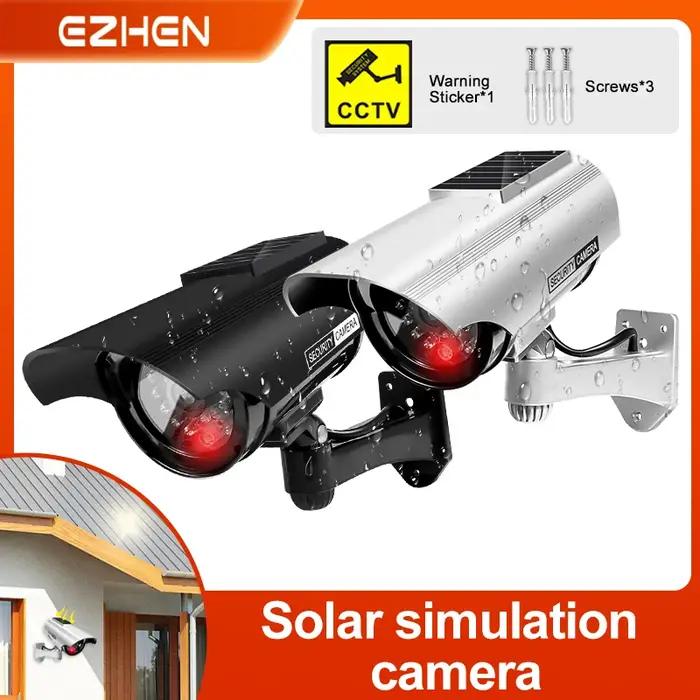 Fausse caméra de sécurité factice à énergie solaire, caméra de Surveillance antivol avec lumière LED clignotante en forme de balle étanche extérieure