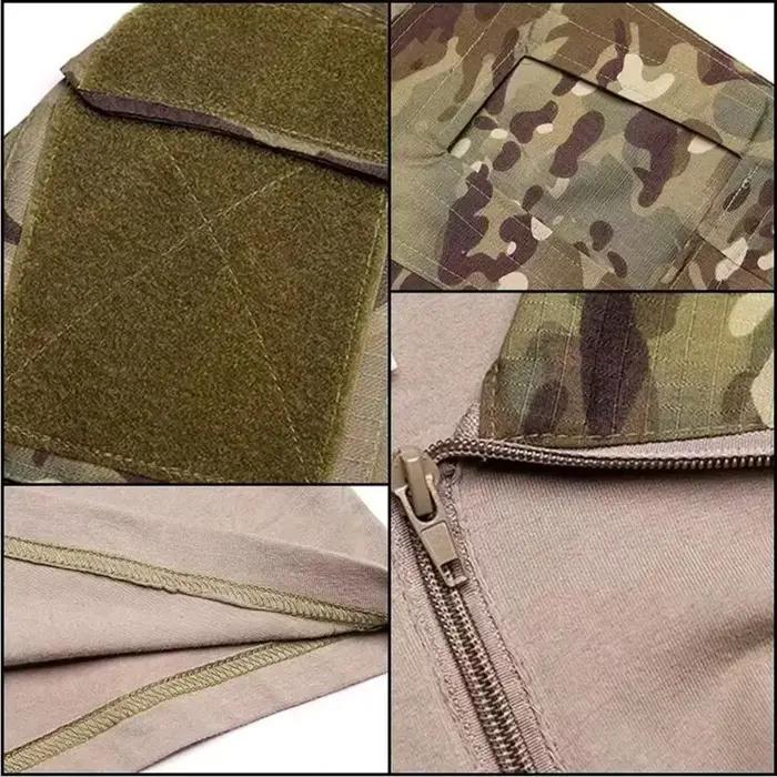 Chemise de Combat à manches longues pour hommes, chemises tactiques en coton Ripstop avec fermeture