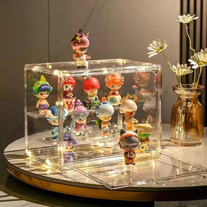 Boîte d'affichage transparente pour les doigts, vitrine de jouets pliable en acrylique transparent p