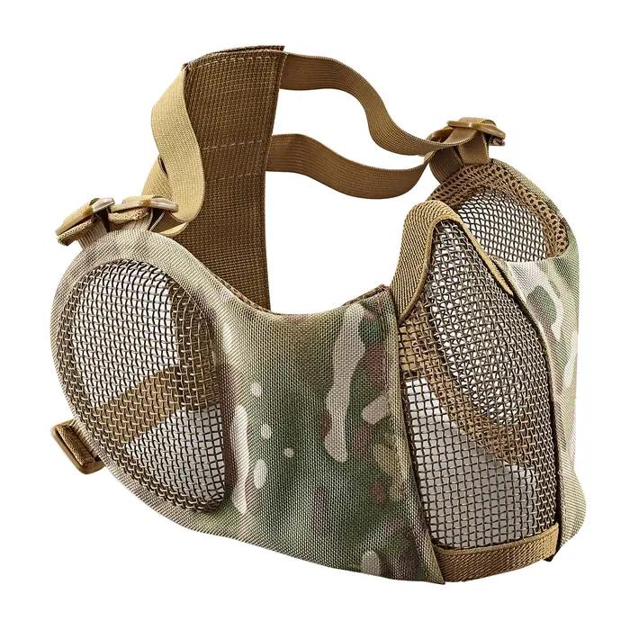 Masque tactique mi-visage en maille acier pour chasse extérieure - Protection légère et durable pour paintball
