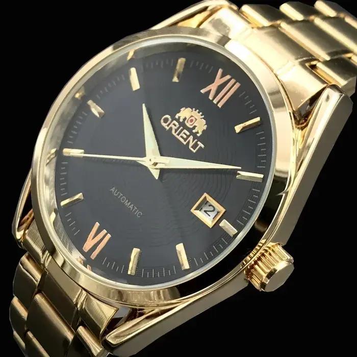 Montre automatique homme ORIENT Double Lion classique boîtier or acier inoxydable mouvement mécanique luxe