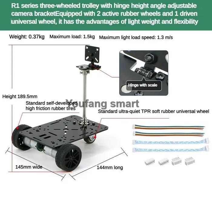 Châssis de voiture 3WD 4WD avec support de caméra, roue pivotante, encodeur, moteur, voiture robot pour Arduino Raspberry Pi, kit robot programmable DIY