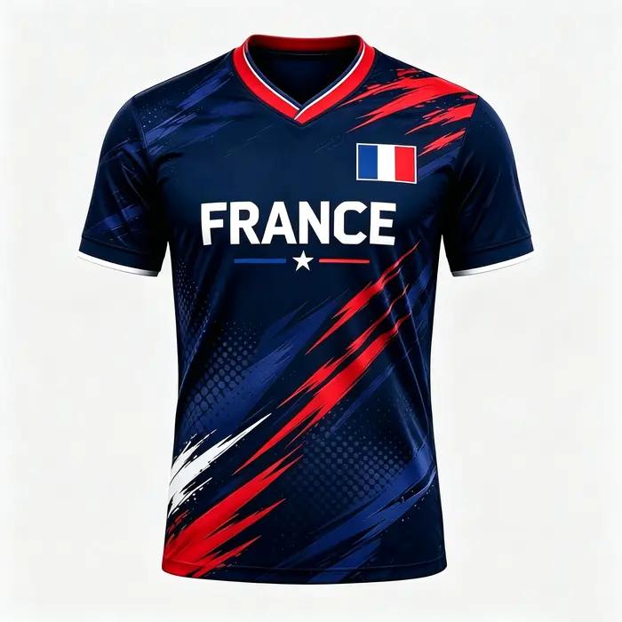 Maillot de football France pour hommes et femmes avec imprimé drapeau
