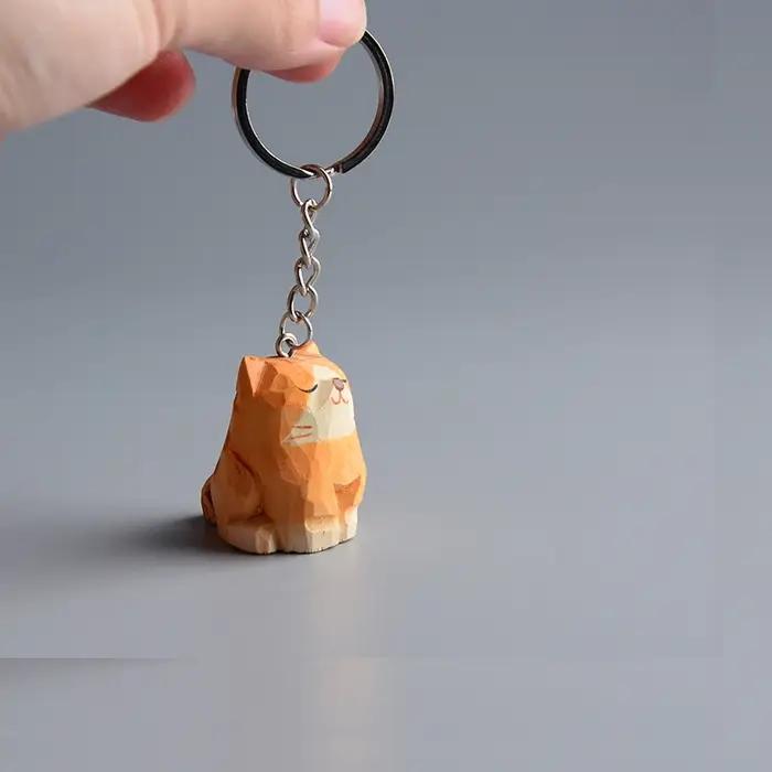 Porte-clé Akita en bois sculpté à la main pour chien