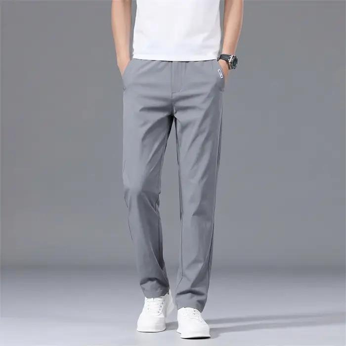Pantalon décontracté homme en fibre de polyamide extensible, coupe slim droite, idéal pour l'été – B