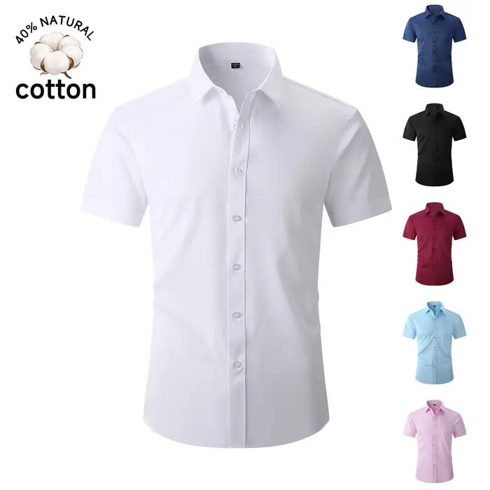 Chemise d'été décontractée pour homme en coton à manches courtes