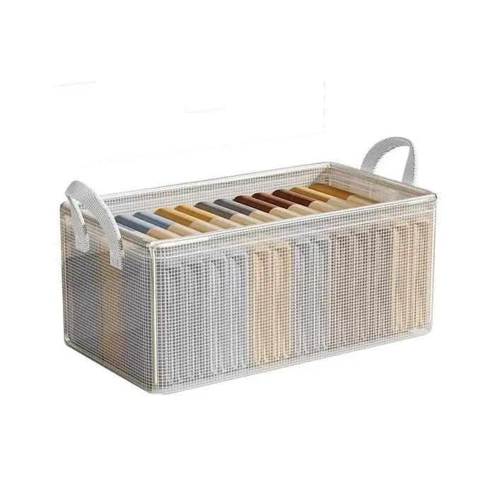 Boîte de rangement transparente pliable pour vêtements de garde-robe, organisateur de pantalons supe