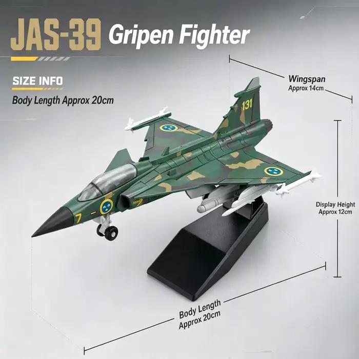 Modèle de chasseur JAS39 Gripen à l'échelle 1/72, jouet d'avion militaire éducatif à assembler soi-même, objet de collection, cadeau de vacances pour enfants
