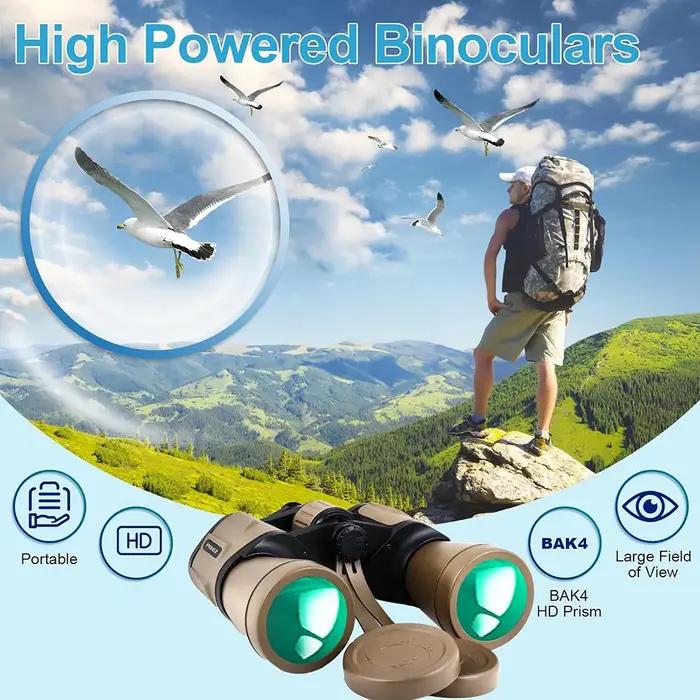 Jumelles 20x50 haute puissance adultes avec adaptateur smartphone compactes HD birdwatching randonnée