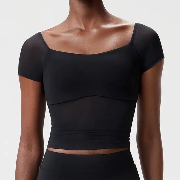 Vêtements de sport pour femmes, tenue de gym, haut de sport ajusté, t-shirts de fitness et de course