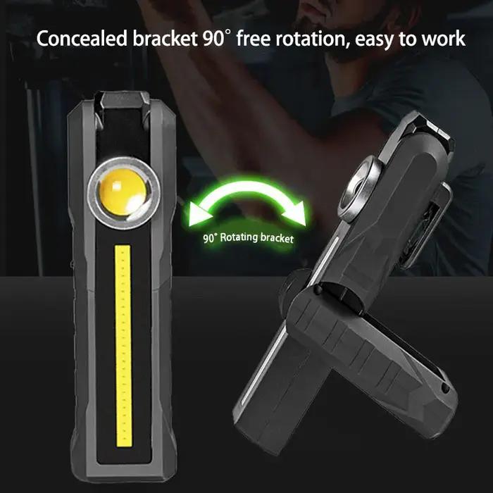Lampe de travail magnétique à large faisceau COB, portable, aste par USB, 4 modes d'éclairage, torch