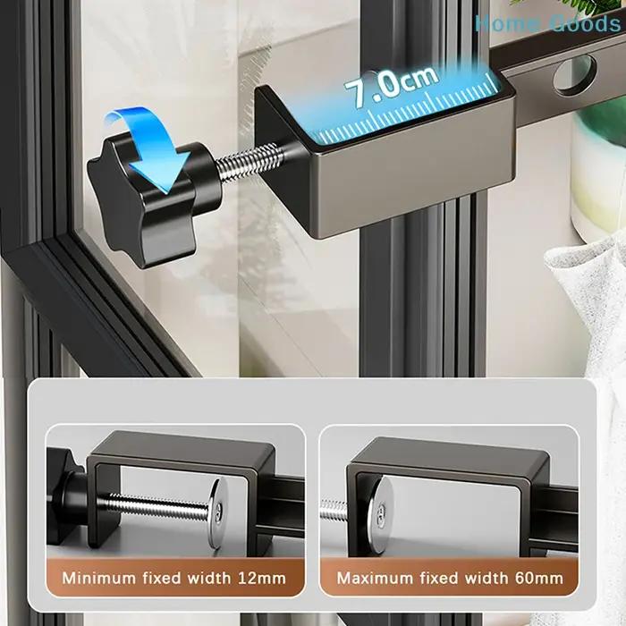 Porte-vêtements mural pliable et rotatif noir en aluminium