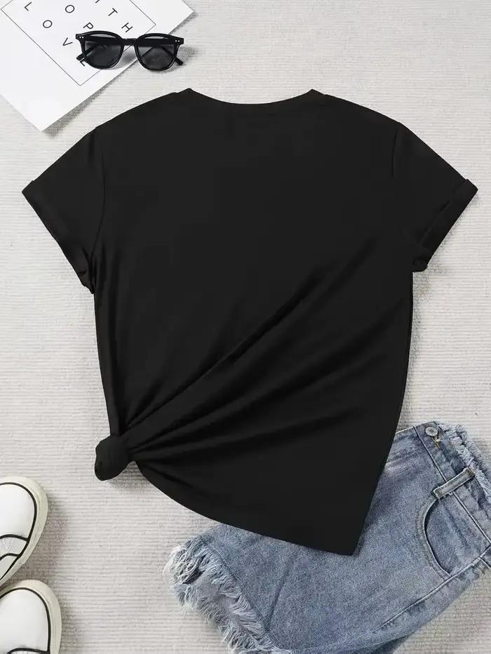 T-shirt graphique amusant et original, haut décontracté à col rond et manches courtes pour femme, tee-shirt humoristique et polyvalent pour l'été et le quotidien