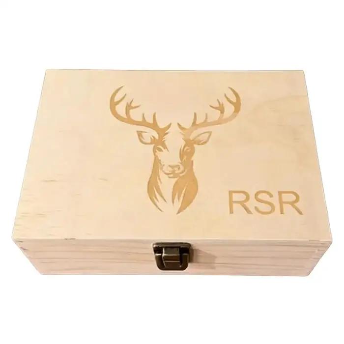 Boite a souvenir vintage hunter avec 20 compartiments petite boite decorative a motif cerf pour etageres de salon装饰性复古猎人记忆盒,带20个隔间,适用于书架的鹿图案小盒子