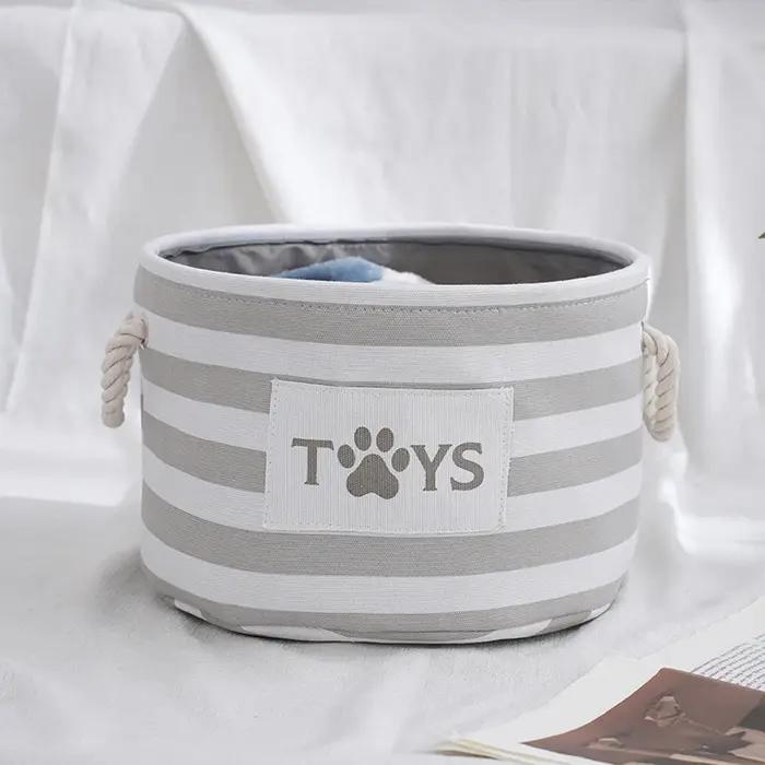 Panier rond à griffes rayées pour jouets pour animaux de compagnie