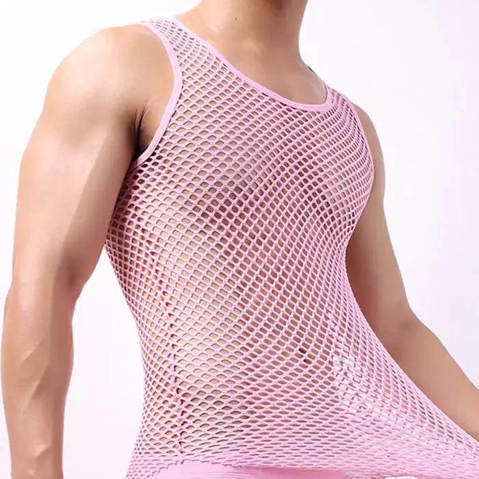 Débardeur transparent et sexy pour homme, hauts en polyester oxford université, style sportif, pour les quatre saisons, à la maison ou pour des occasions spéciales
