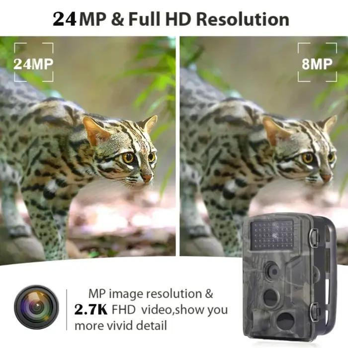 Caméra de chasse à vision nocturne 2.7K avec détection de mouvement et prise de photos et vidéos pour observation de la faune en plein air
