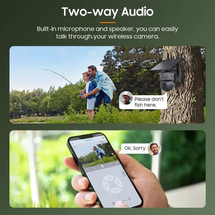 Caméra de suivi des sentiers sans fil à énergie solaire WIFI 4G, pièges avec alarme de vue en direct, détection humaine, caméra PTZ pour la chasse de sécurité à domicile