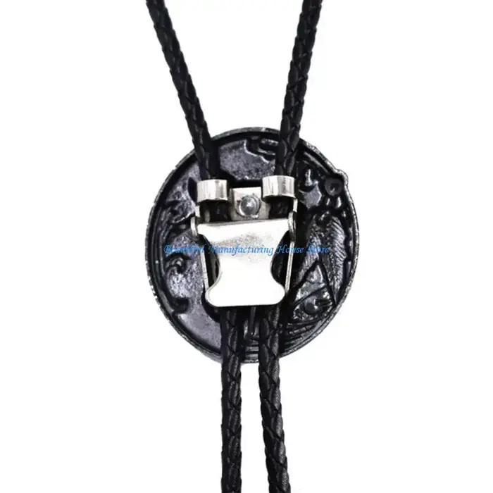 E56A Bolo cravate pour hommes carnavals Western cravate Relief cheval boucle décors Bolo cravate Hal
