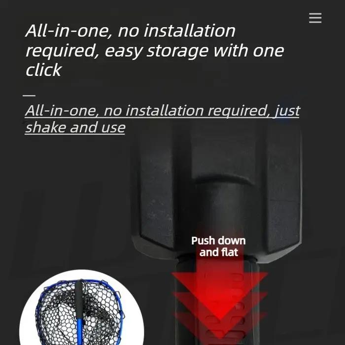 Épuisette de pêche pliable ultra-légère en alliage d'aluminium avec poignée télescopique et maille en silicone à