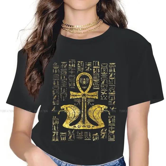 T-shirt femme avec Culture égyptienne ancienne, t-shirt femme, croix-cheville avec urae le Cobra, cl