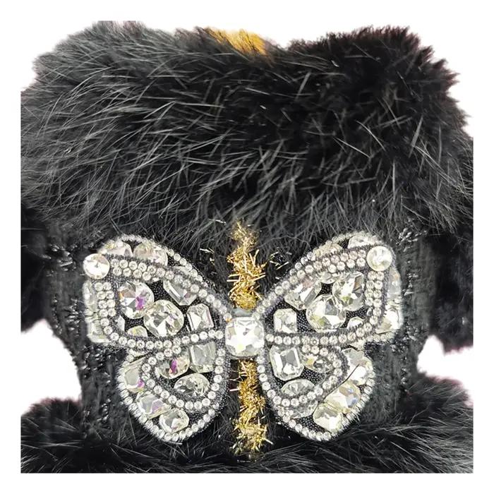 Robe de chien papillon noire élégante faite à la main avec biscuits