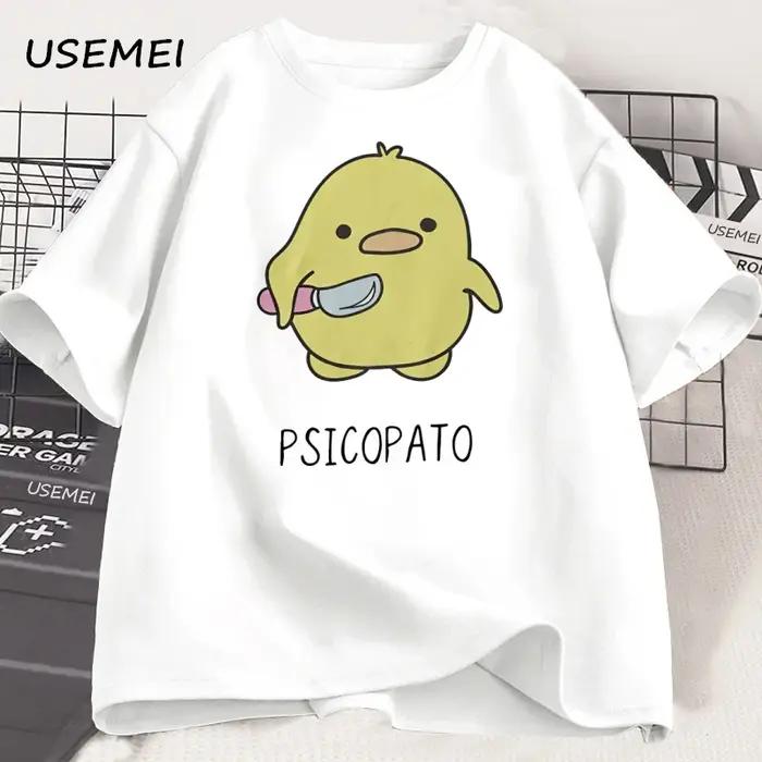 Psicopato T-shirt hommes femmes mignon canard avec couteau T-shirt décontracté à manches courtes cot