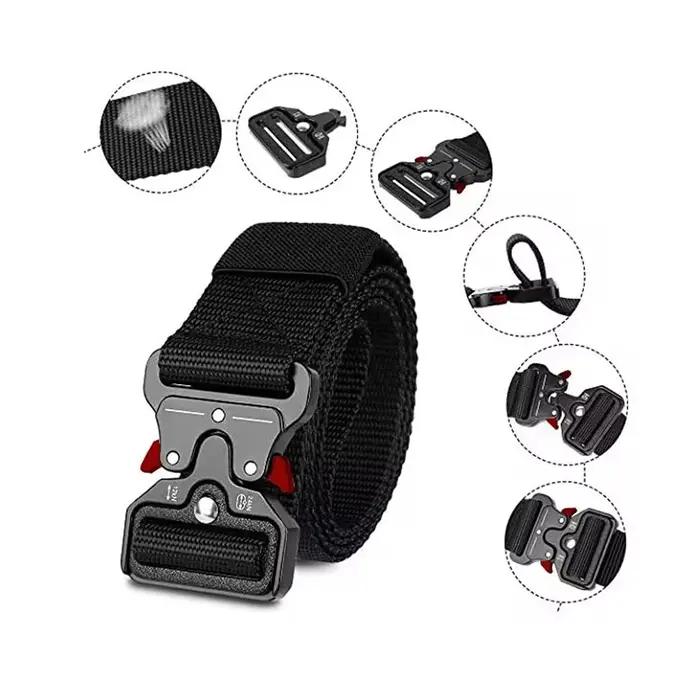 Ceinture tactique 1 pièce pour hommes ; ceinture à boucle à dégagement rapide pour sports de plein a