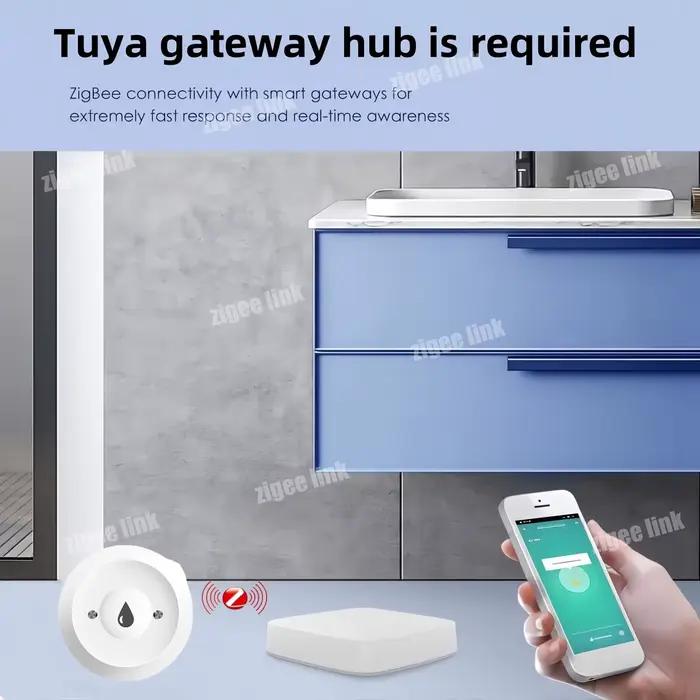 Capteur Intelligent de Fuite d'Eau pour Tuya ZigBee 3.0 Surveillance à Distance Via Application Détection de Débordement Cuisine Salle de Bain Occasions Spéciales