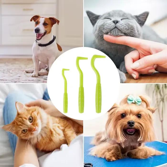 Ensemble de Puces Crochet Dissolvant de Tiques Pince à Épiler pour Chiens Accessoire Animal de Compagnie Occasions Spéciales