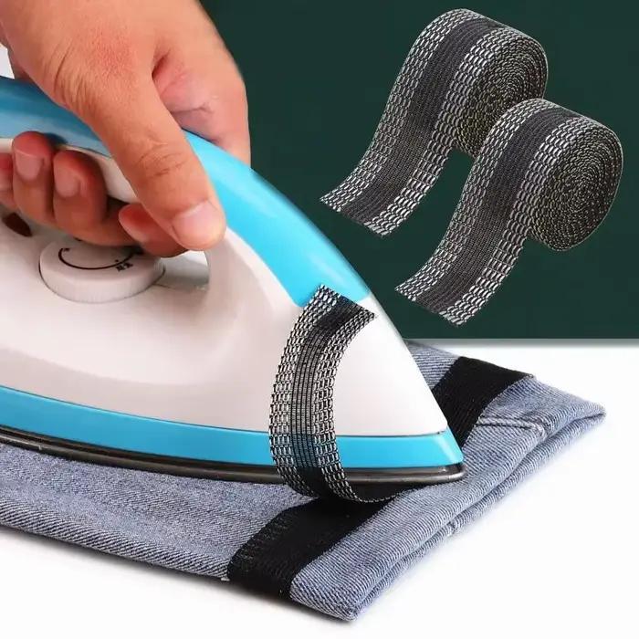 Tissu de couture DIY auto-adhésif thermocollant pour la réparation et l'abréviation des ourlets de pantalons, pour vêtements et pantalons en jean