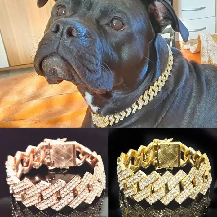 Harnais de chaîne de collier de chien en métal de luxe avec diamant
