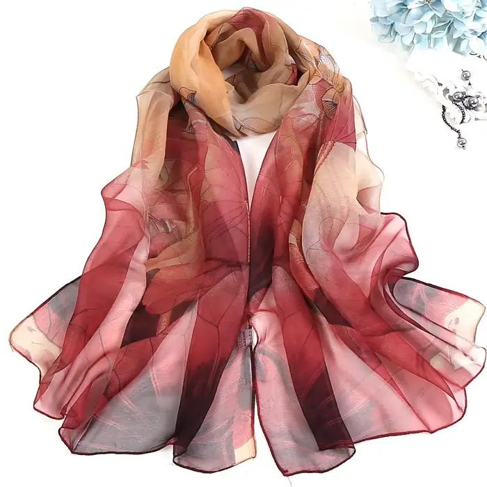 RUNMEIFA 2023 nouvelle mode printemps/été femmes impression florale plage foulard en soie châles fem