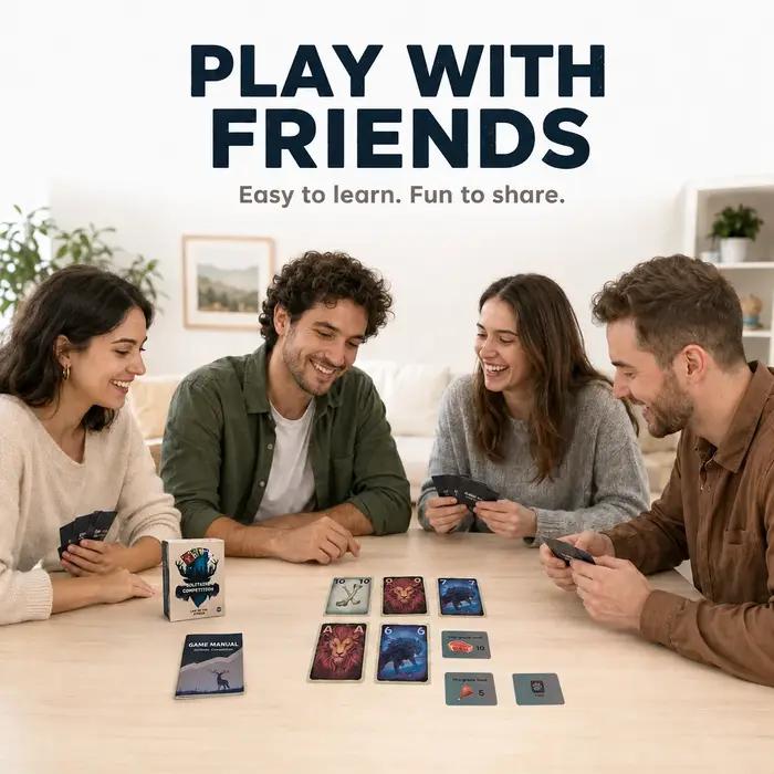 Jeu de cartes de séquence animale, 3-6 joueurs, jeu de stratégie de 15 minutes avec cartes d'animaux, cartes de nourriture et manuel, âge 14 ans et plus.